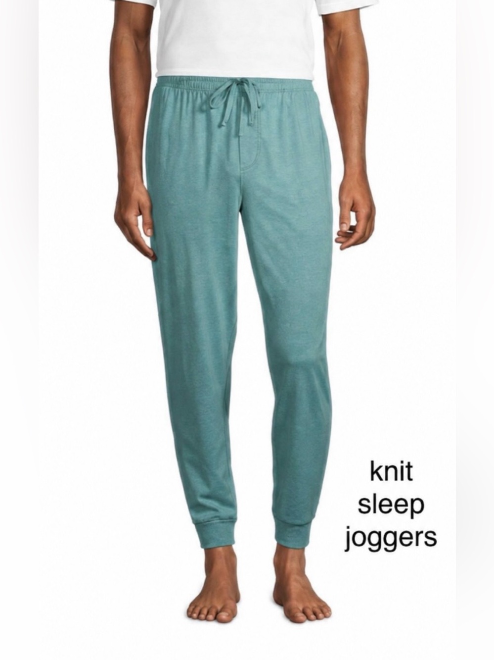 LANDSEND MENS Knit Joggers Pull On All Cotton Lounging or Pajama Pants